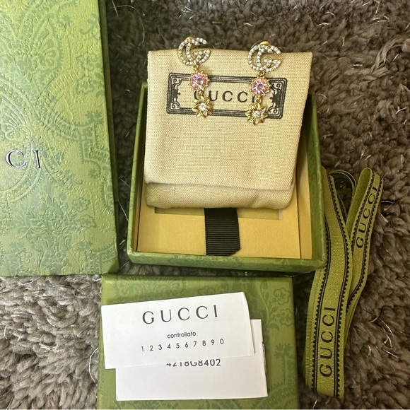 New Gucci GG embellished drop earrings with box - Picture 7 of 7